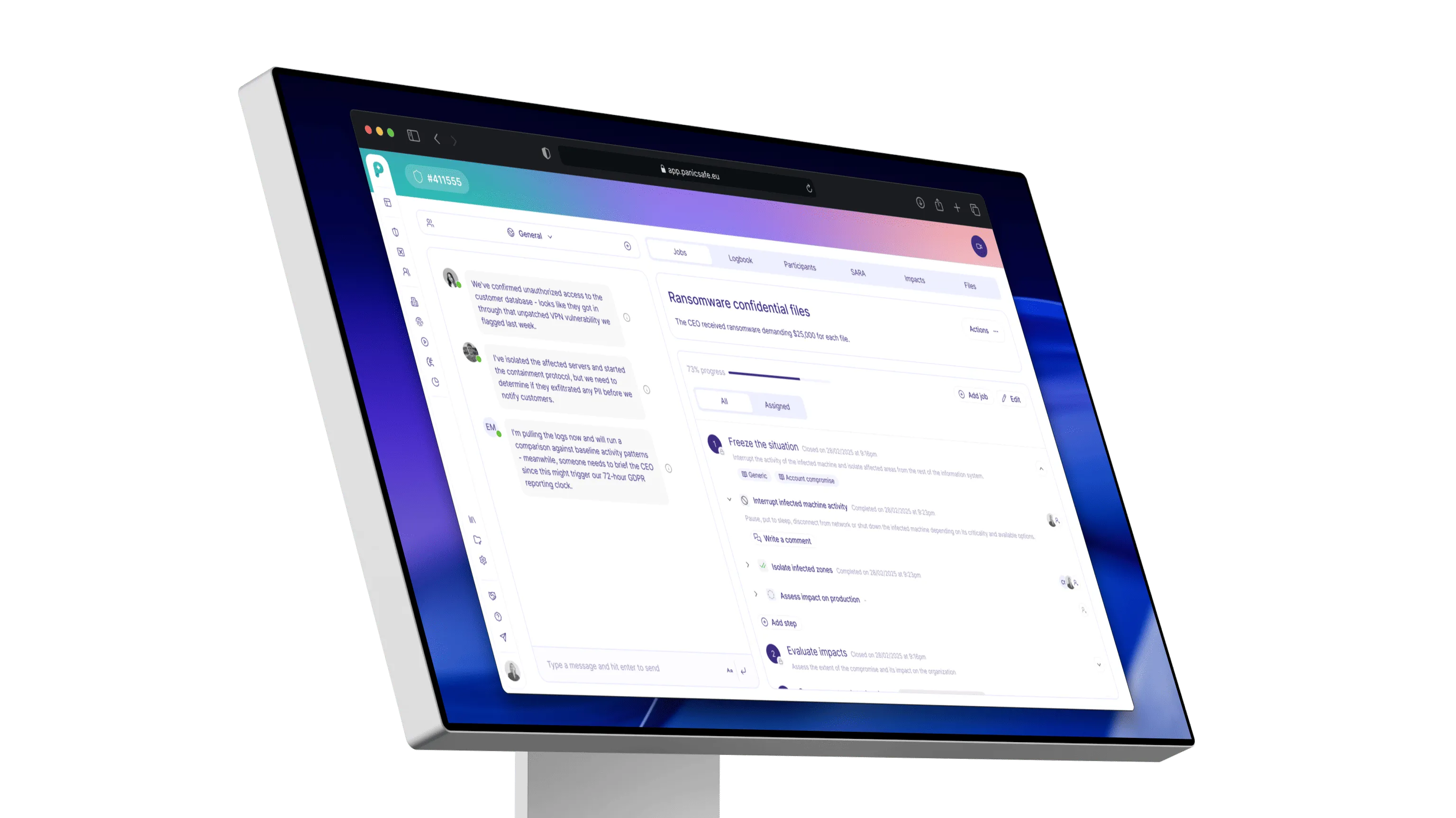PanicSafe crisis cell on desktop